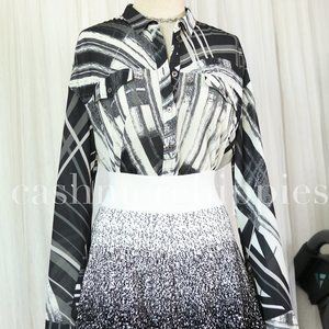 A.L.C. A-Line Mini Skirt White Black Stardust Thick Knitted Fabric Size Small